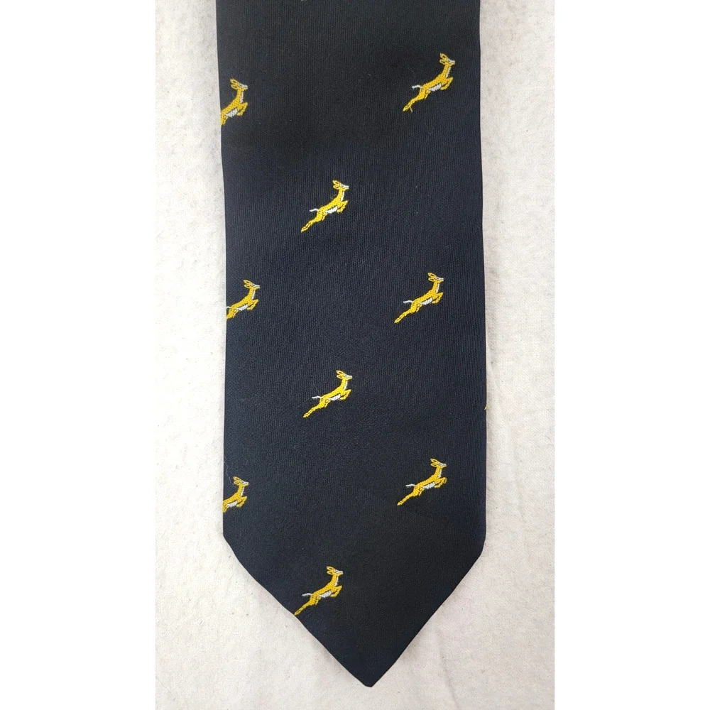 Vintage Allez 90s Antelope Novelty Tie Black Yellow Animal Print